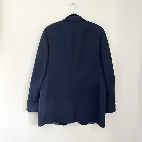 Vintage Lanvin men’s Navy Blue Two Button Blazer Jacket military gold